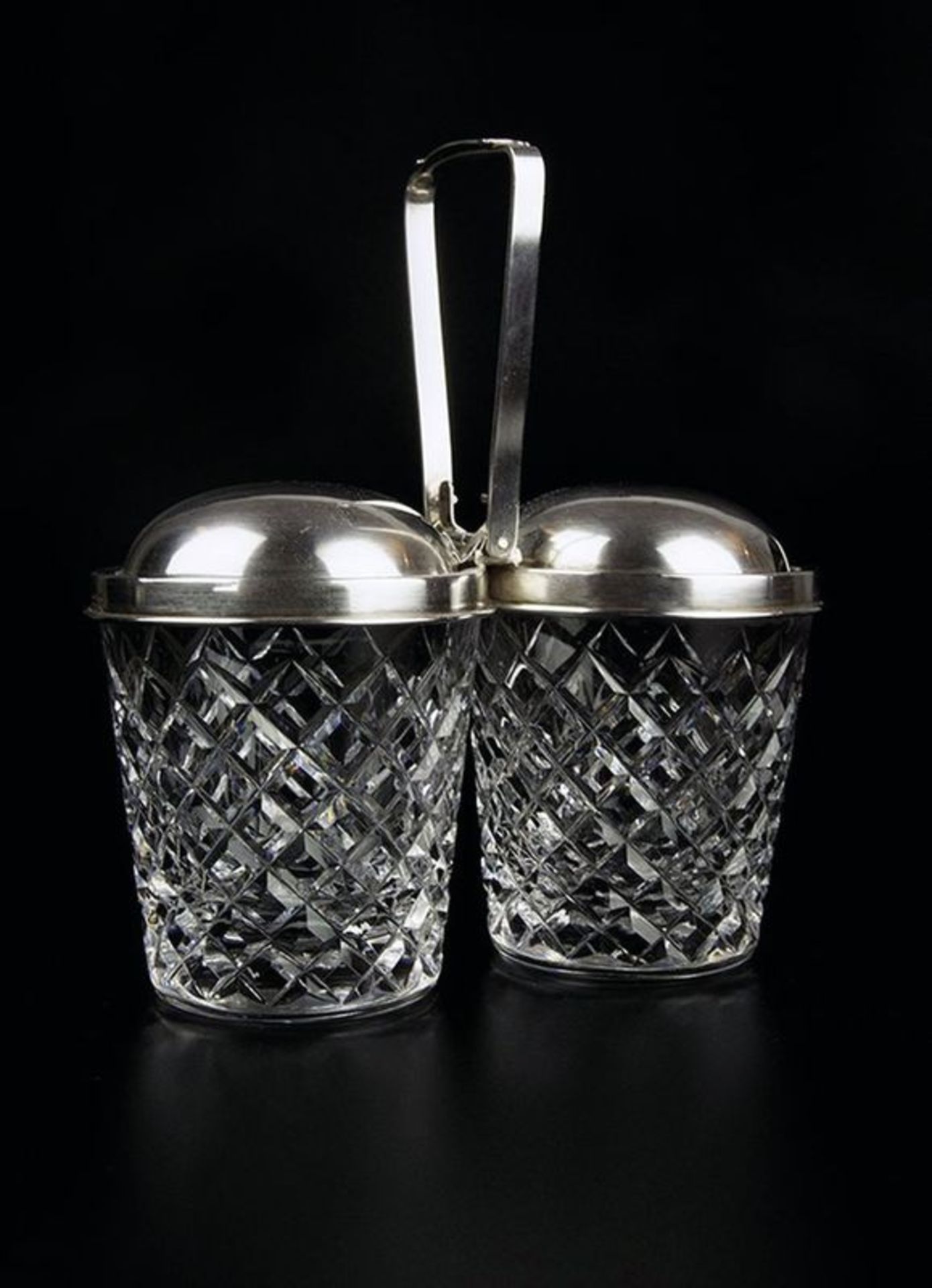 Double Jam / Condiment holder Signed Cartier - Crystal and silver Signed Cartier [...]