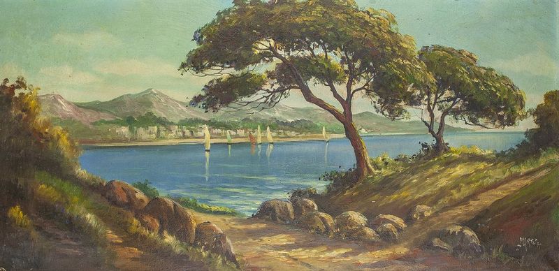 French School, XX century View of Cote d’Azur - Indistinctly signed 'Martel' [...]