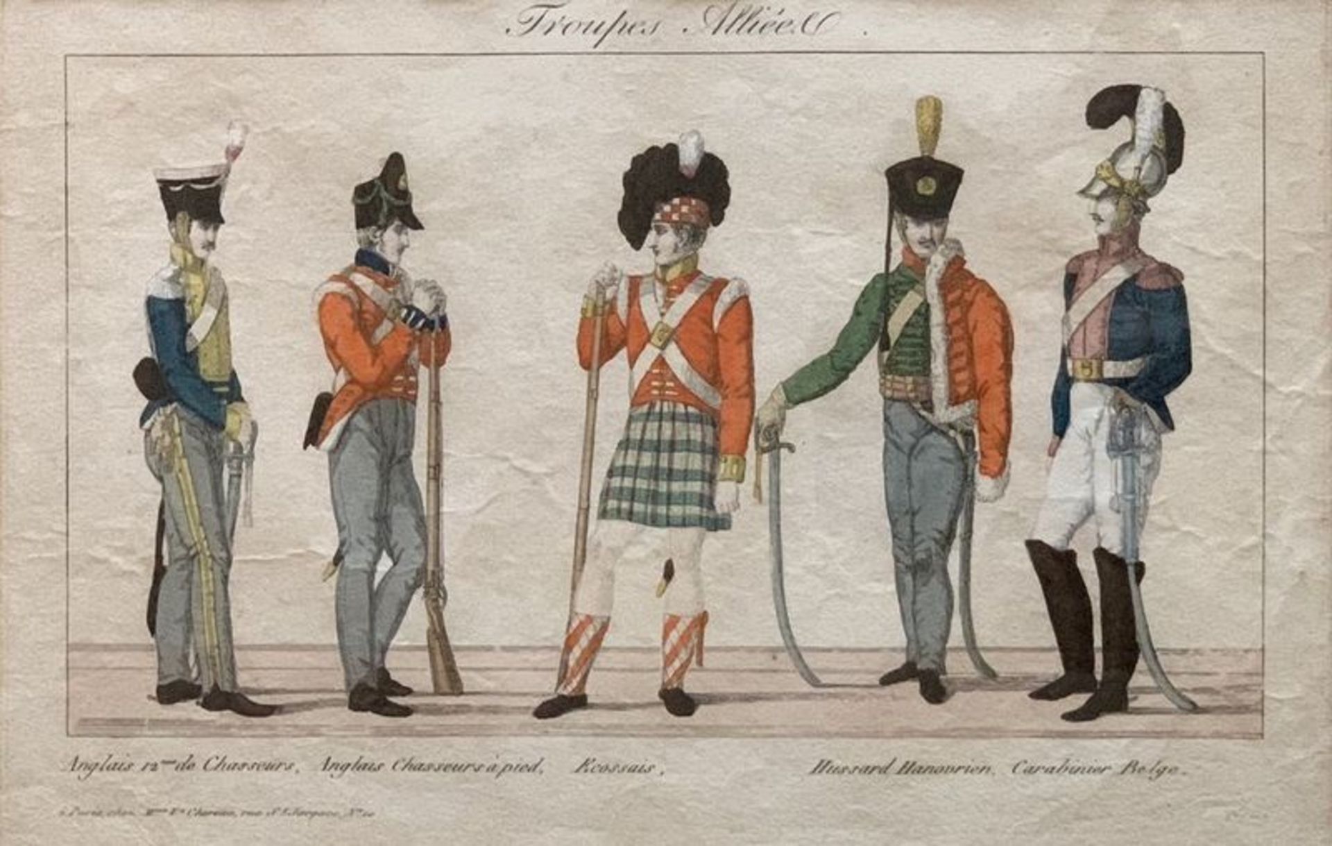 Unknown French Artist Soldiers of the Allied armies. Circa 1815. - Hand-coloured [...]