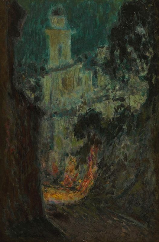 HENRI LE SIDANER (1862-1939) La rue au clair de lune, Villefranche-sur-Mer - [...]