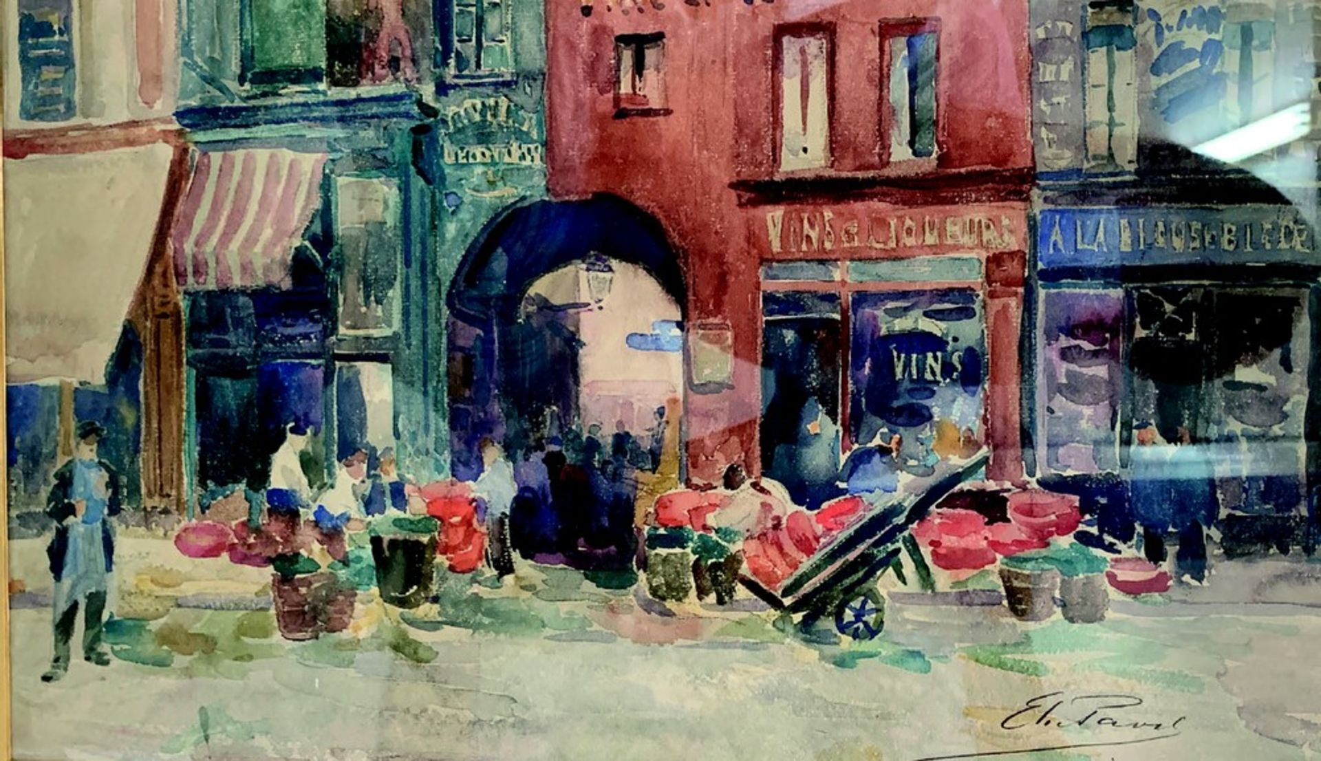 Elie Anatole PAVIL (1873-1948) Commercial street, Paris - Signed (lower [...]