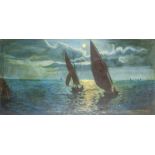 M. HEBRAS Sailing at night - Signed and dated ‘M Hebras 45’ (lower right) Oil [...]