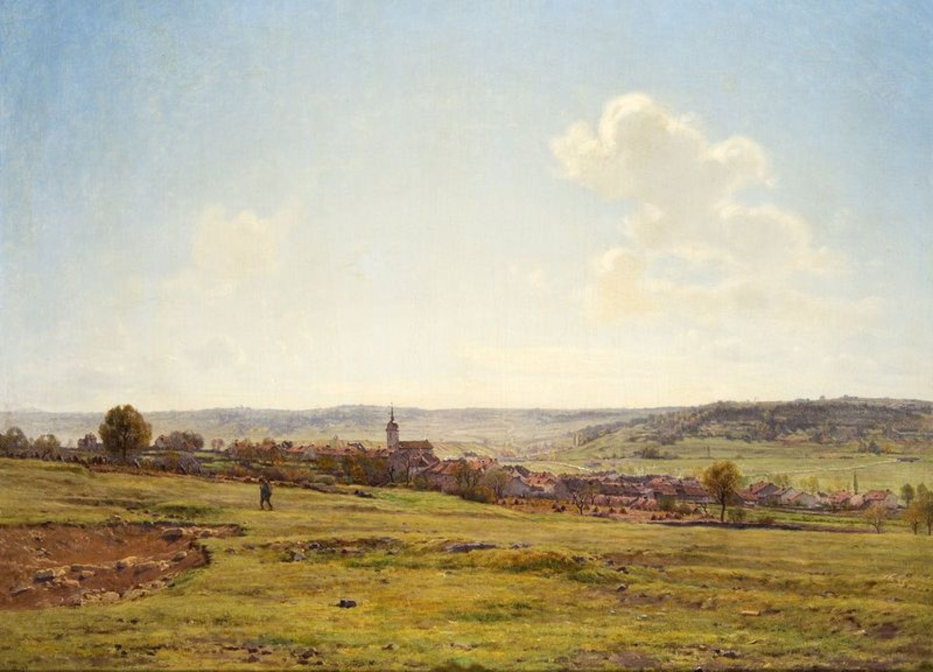 JEAN FERDINAND MONCHABLON (1855-1904) View of the Village of Fresnes, 1895 - Signed [...]