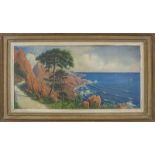 G. ROMARY Red Rocks of Cote d’Azur - Signed 'G Romary' (lower left) Oil on [...]