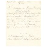 ALEXANDER II (1818-1881), AUTOGRAPH, Autographed note to Katia Dolgorouki. Bromberg, [...]