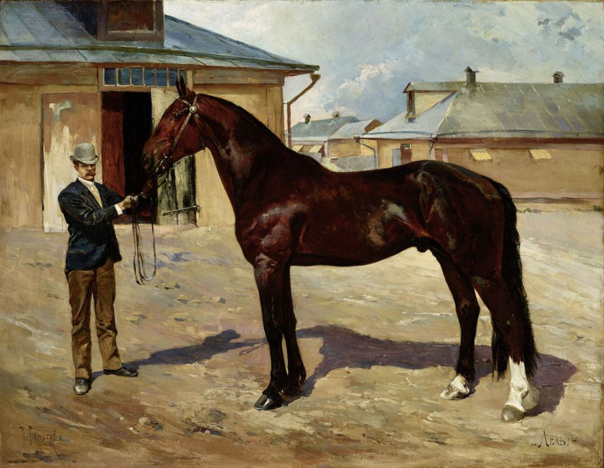 NIKOLAI SEMENOVICH SAMOKISH (1860-1944), Portrait of Lel, a racing stallion Signed in [...]