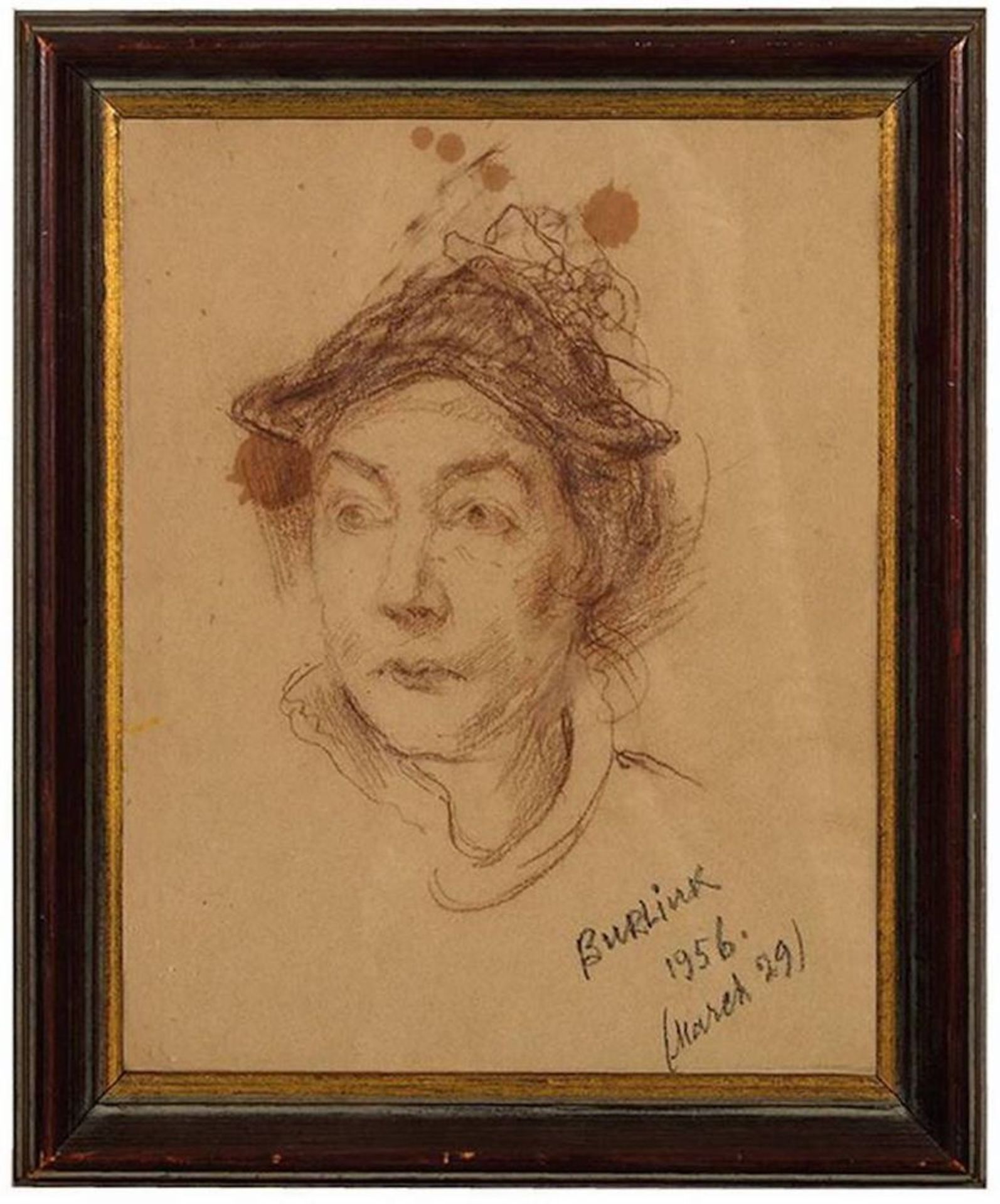 DAVID BURLIUK (1882-1967), Portrait of Marussia with hat (Wife of [...] - Image 2 of 2