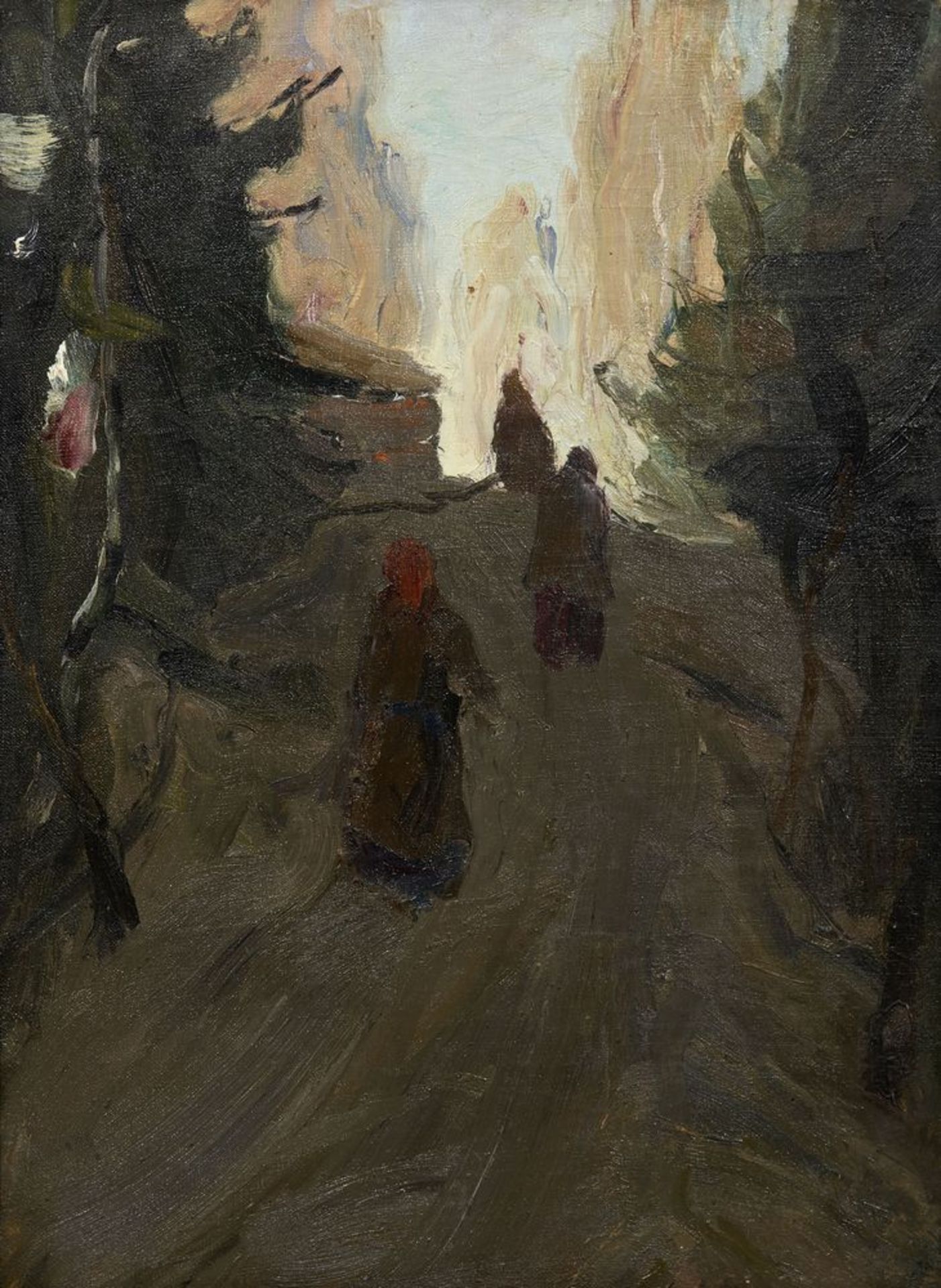 KUZMA PETROV-VODKIN (1878-1939), The Village lane with Walkers inscribed, titled in [...]