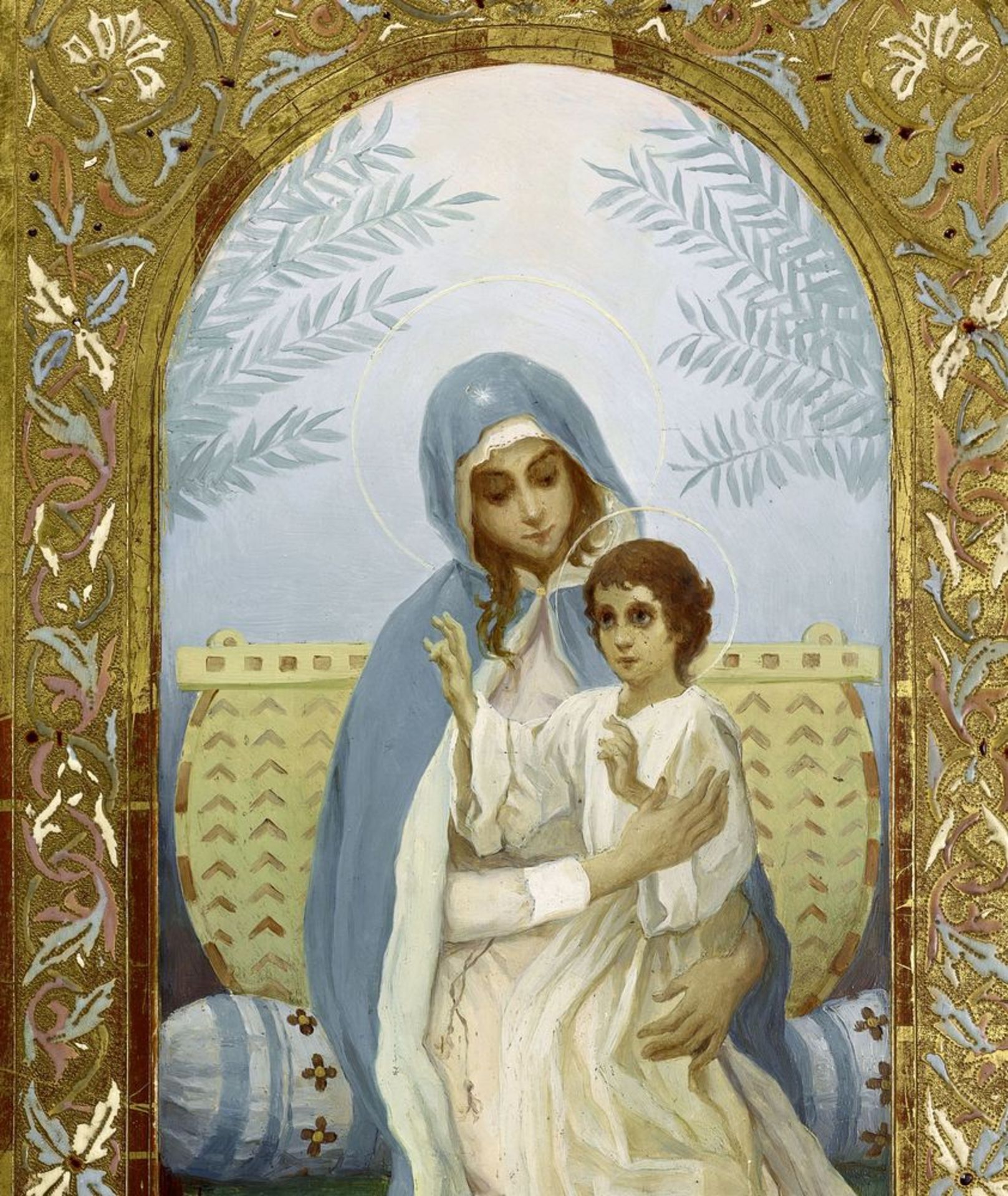 MIKHAIL NESTEROV (1862-1942), Virgin and a Child oil on panel 44.6 x 22.1 [...] - Bild 3 aus 3