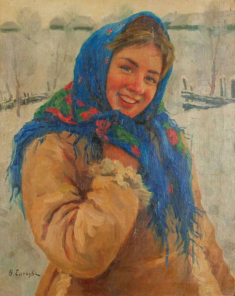 FEDOT VASILIEVICH SYCHKOV (1870-1958), Girl With Scarf Signed in Cyrillic ‘Ф. [...]