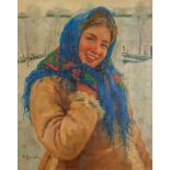 FEDOT VASILIEVICH SYCHKOV (1870-1958), Girl With Scarf Signed in Cyrillic ‘Ф. [...]