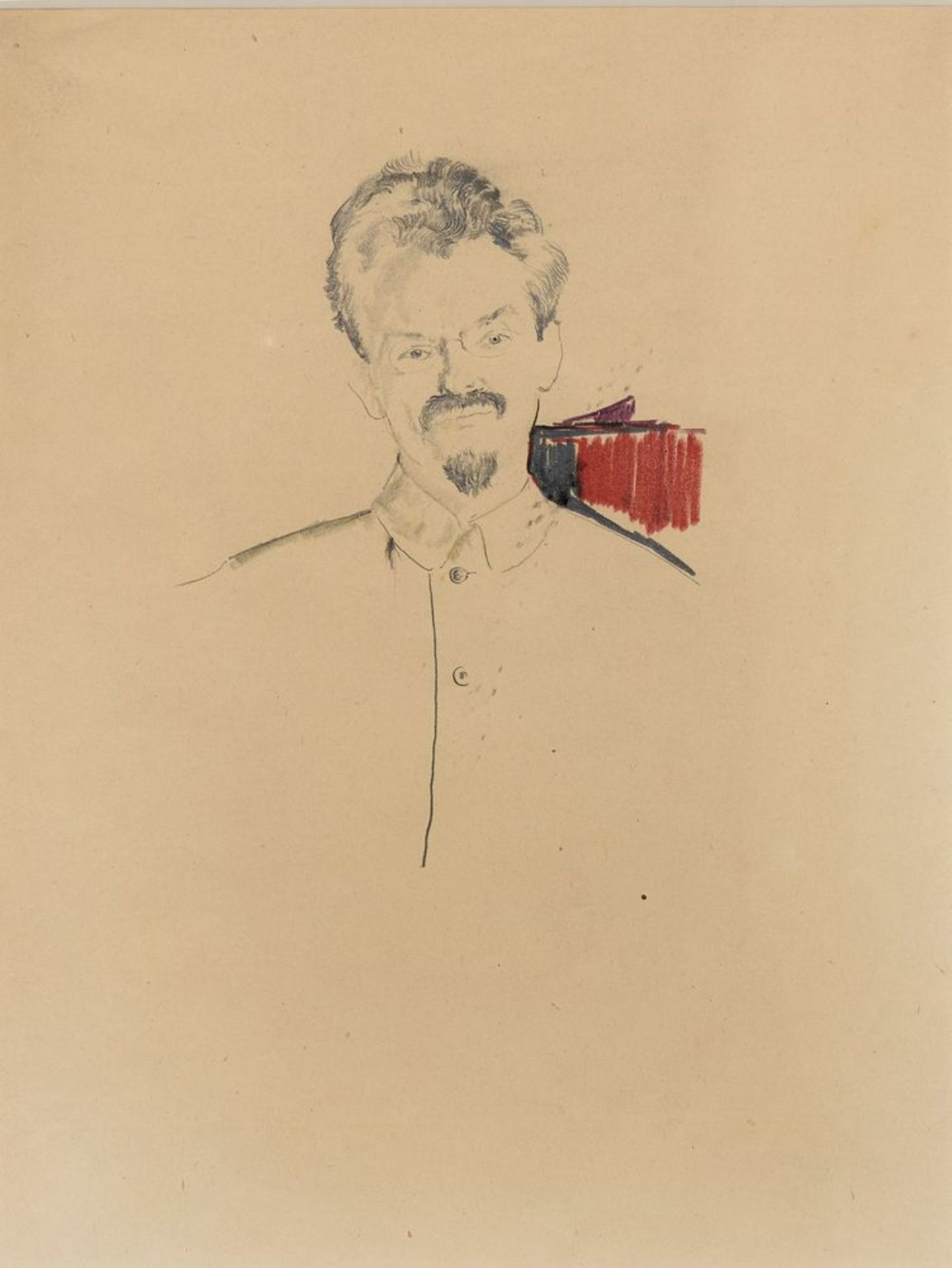FILIPP MALYAVIN (1869-1940), Portrait of Leon Trotsky in a French Pencil, coloured [...]