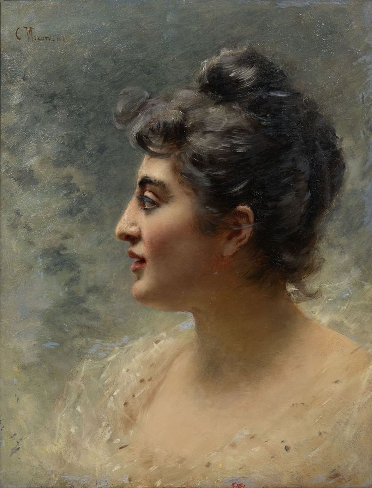 KONSTANTIN MAKOVSKY (1839-1915), A woman’s head signed ‘C Makowski’ (upper [...]