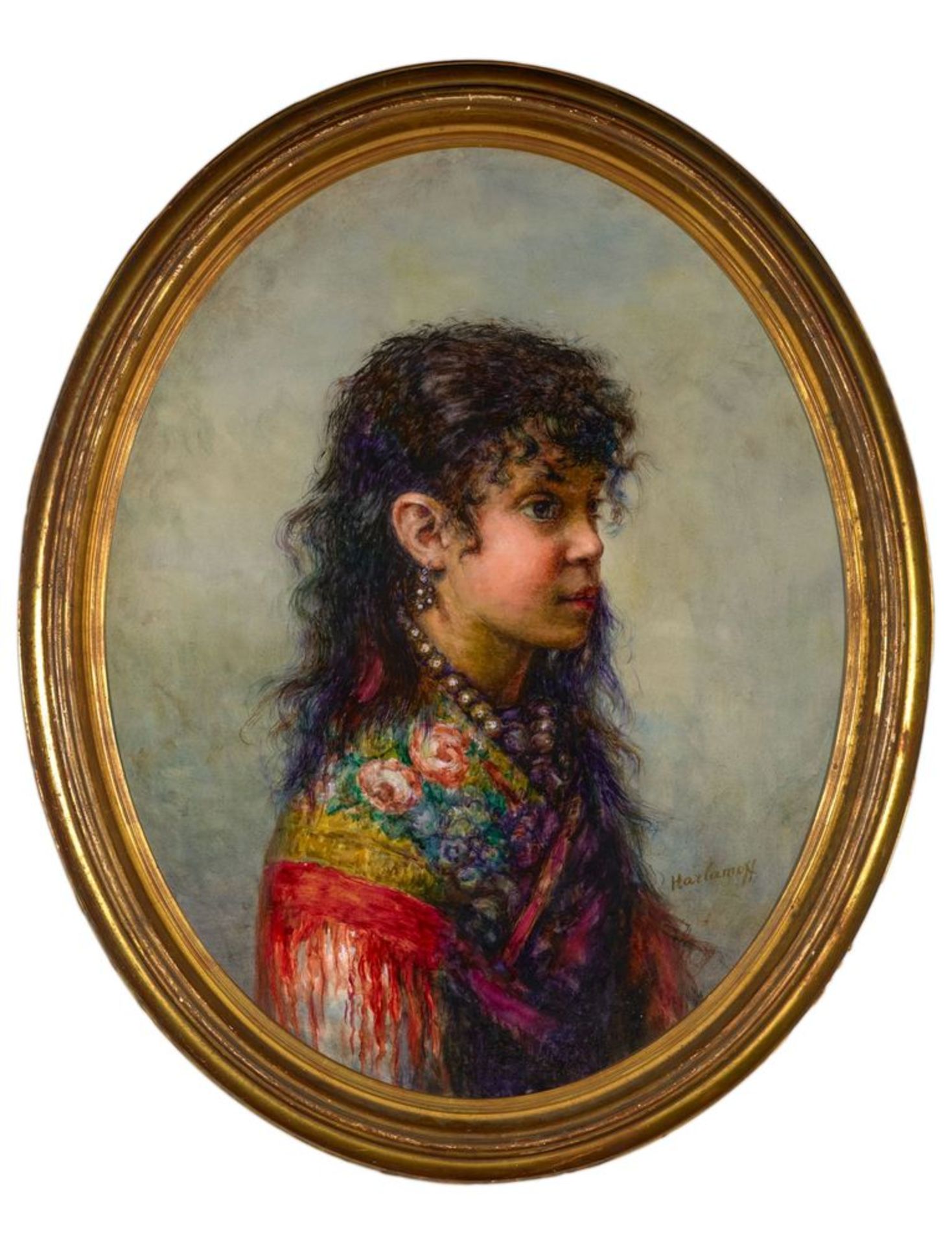 ALEXEJ HARLAMOFF (1840–1925), Portrait of a young gypsy girl signed ‘Harlamoff’ [...]