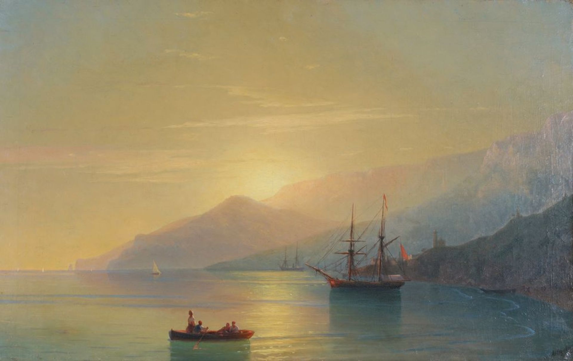 IVAN AIVAZOVSKY (1817-1900), The Turkish Coast at Sunset signed in Cyrillic and dated [...]