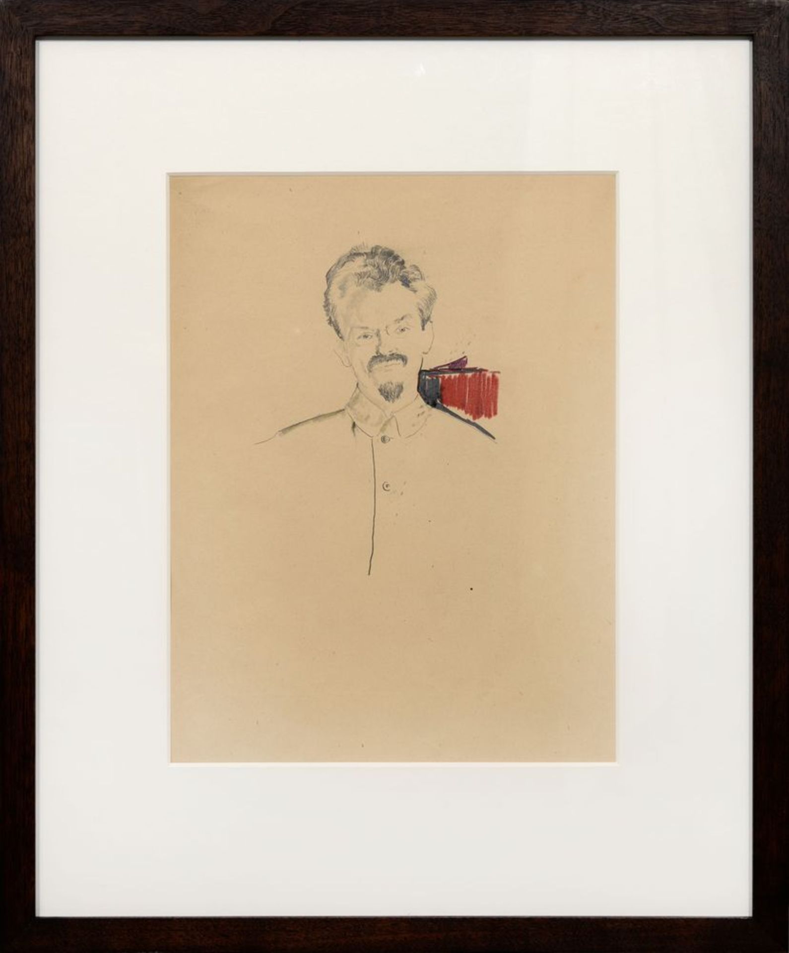 FILIPP MALYAVIN (1869-1940), Portrait of Leon Trotsky in a French Pencil, coloured [...] - Image 2 of 2