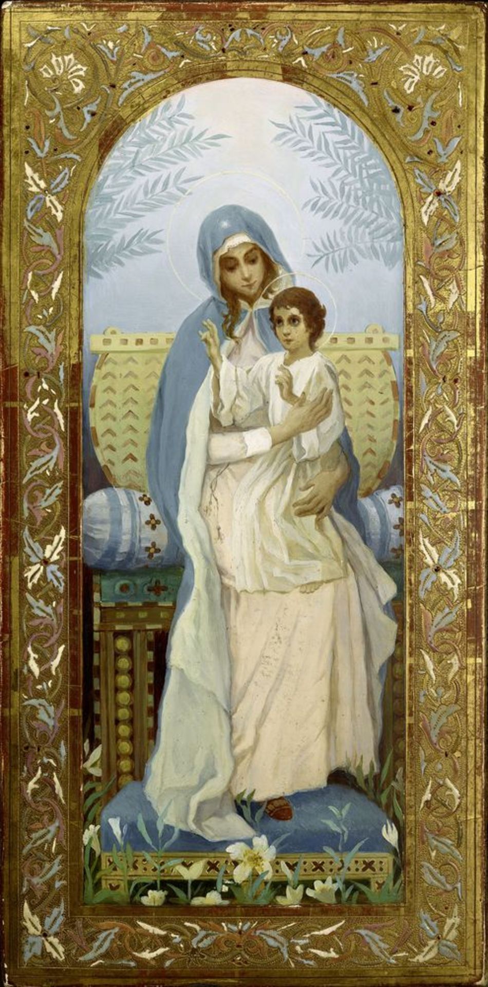 MIKHAIL NESTEROV (1862-1942), Virgin and a Child oil on panel 44.6 x 22.1 [...]