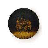 PAPIER-MACHE DECORATIVE PLATE «TEA PARTY», Workshop of lacquer miniatures by V. O. [...]