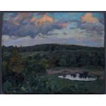 ALEXANDR INNOKENTIEVICH CHIRKOV (1865-1913), Landscape with a Lake signed in Cyrillic [...]