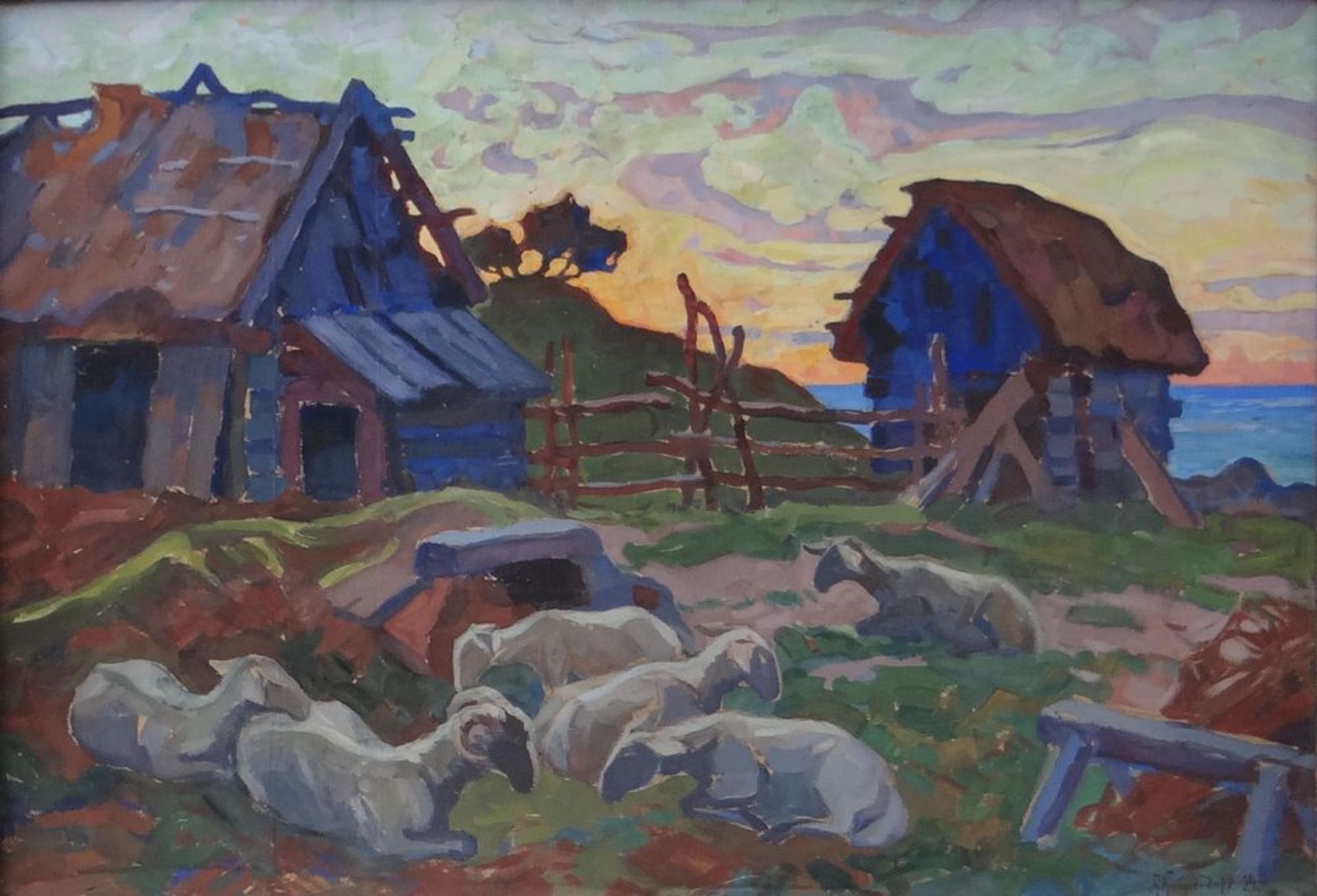 ANATOLY KAIGORODOV (1878-1945), Summer Ladscape with Resting Sheep signed and dated [...]