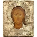 AN ICON «CHRIST PANTOCRATOR» IN A SILVER OKLAD, Russia, Volga region, late [...]