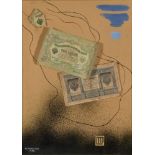 GEORGE ANNENKOV (1889-1974), Collage with banknotes signed in Cyrillic and dated [...]