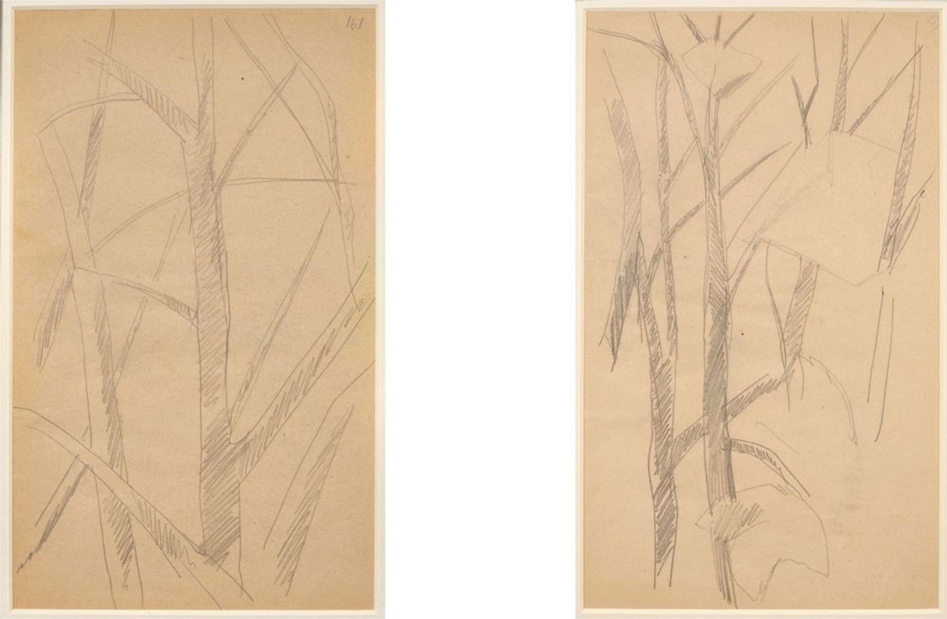 LYUBOV POPOVA (1889-1924), Two Studies of Trees annotated with numbers ‘161’ and [...]