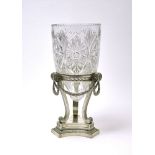 AN IMPORTANT FABERGE SILVER-MOUNTED CUT CRYSTAL VASE IN NEOCLASSICAL STYLE., The [...]