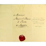 ZUBOV PLATON ALEXANDROVICH (1767-1822), 1 sheet, folded in half. 25x20,5cm. In [...]