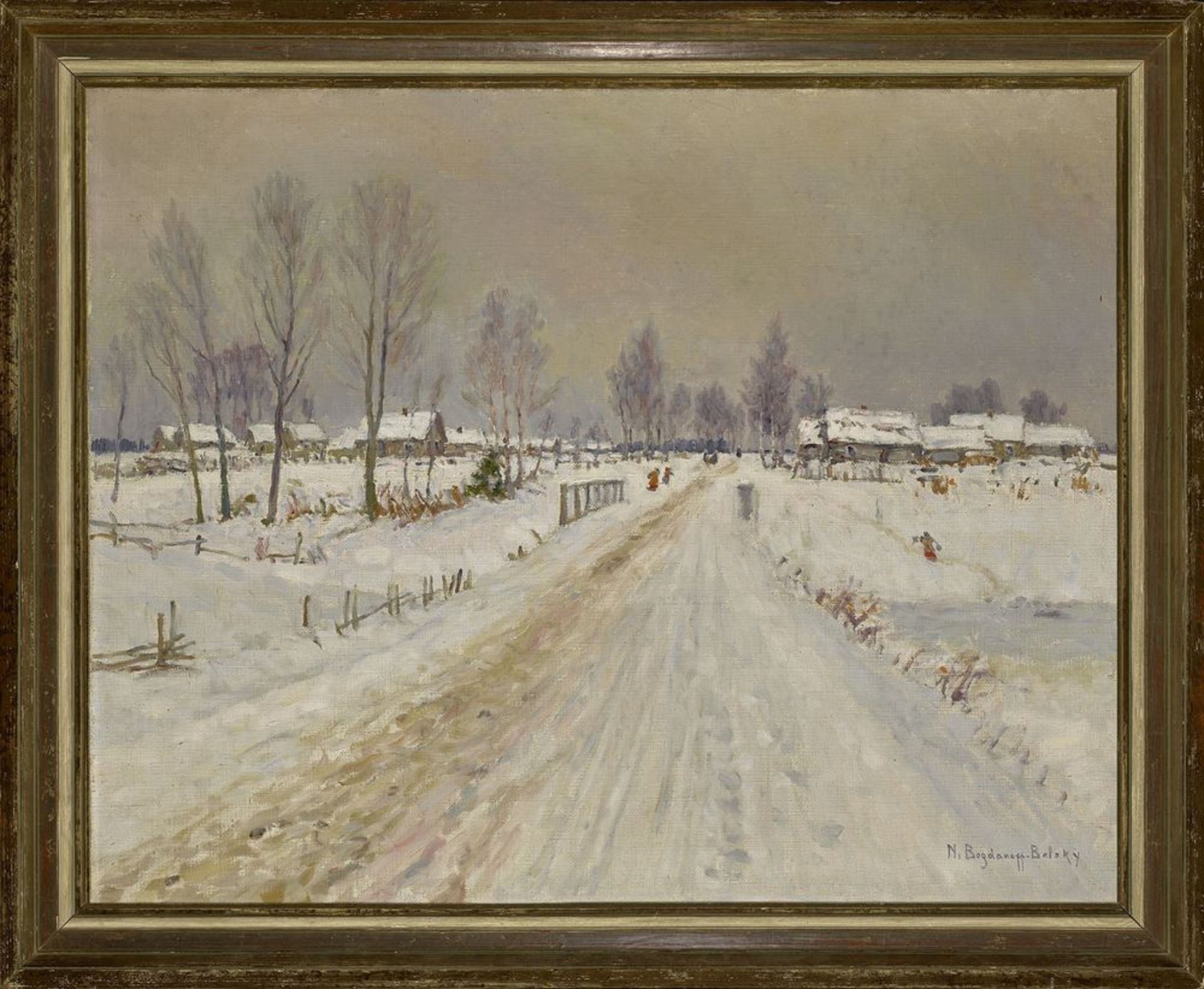 NIKOLAY BOGDANOV-BELSKY (1868-1945), Rural Winter Landscape signed ‘N Bogdanoff [...] - Bild 2 aus 2