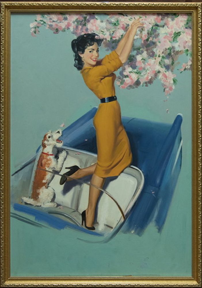 RALPH BARTON (1891-1931) - Woman standing in car picking blossoms (pin-up) Calendar [...]