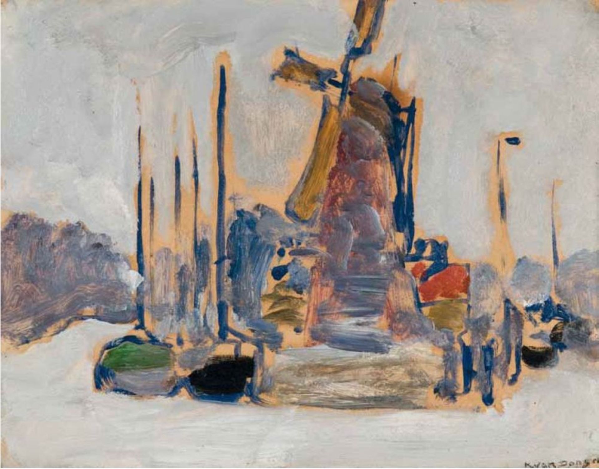 KEES VAN DONGEN (1877-1968) - Bateaux à quai (Boats at dock) Signed ‘K. Van [...]