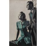 WILLIAM REUSSWIG (1902-1978) - Couple looking apprehensively towards left Signed [...]