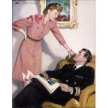 PRUETT CARTER (1891-1955) - Pilot with a magazine Signed (upper left) Oil on [...]