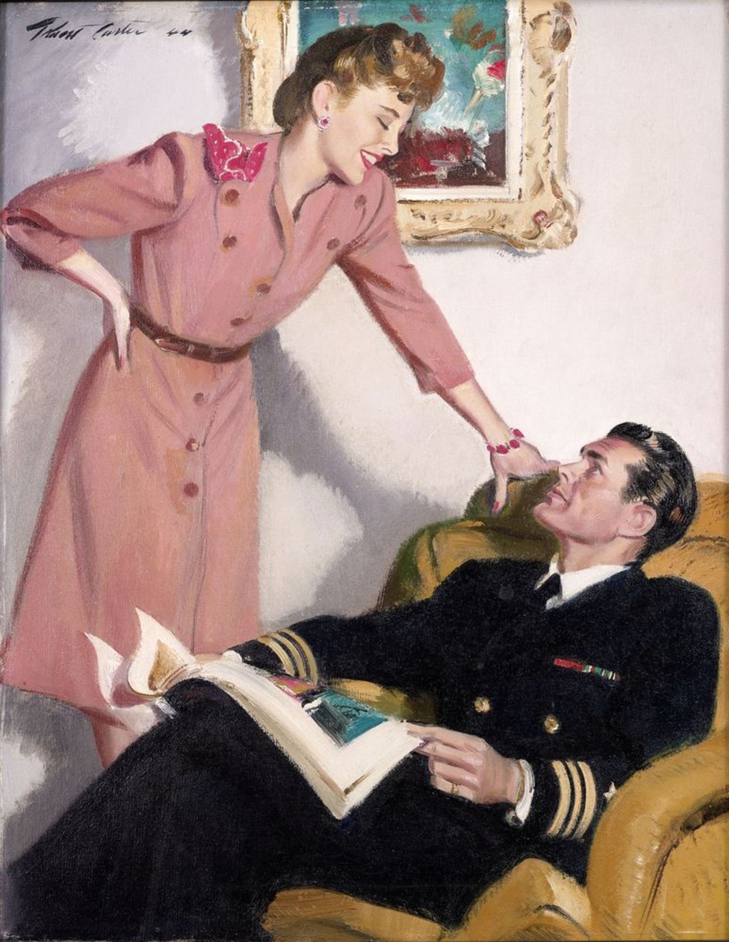 PRUETT CARTER (1891-1955) - Pilot with a magazine Signed (upper left) Oil on [...]