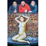 TATYANA NAZARENKO - Susanna and old Men Oil on canvas 80 x 110 cm Painted in 2017. [...]