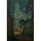 HENRI LE SIDANER (1862-1939) - La rue au clair de lune, Villefranche-sur-Mer Signed [...]