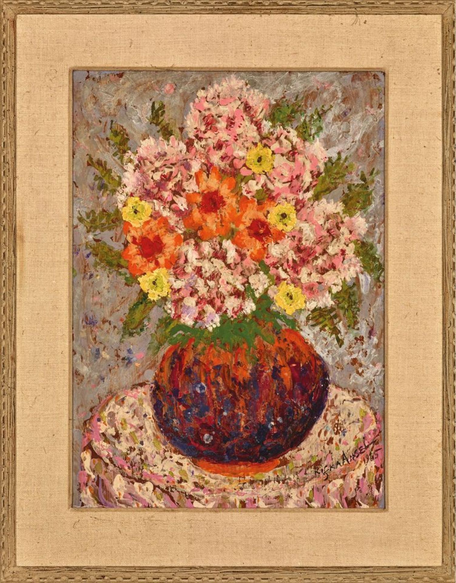 RIFKA ANGEL (1899-1988) - A colourful arrangement Signed and dated ‘Rifka Angel [...] - Bild 2 aus 2