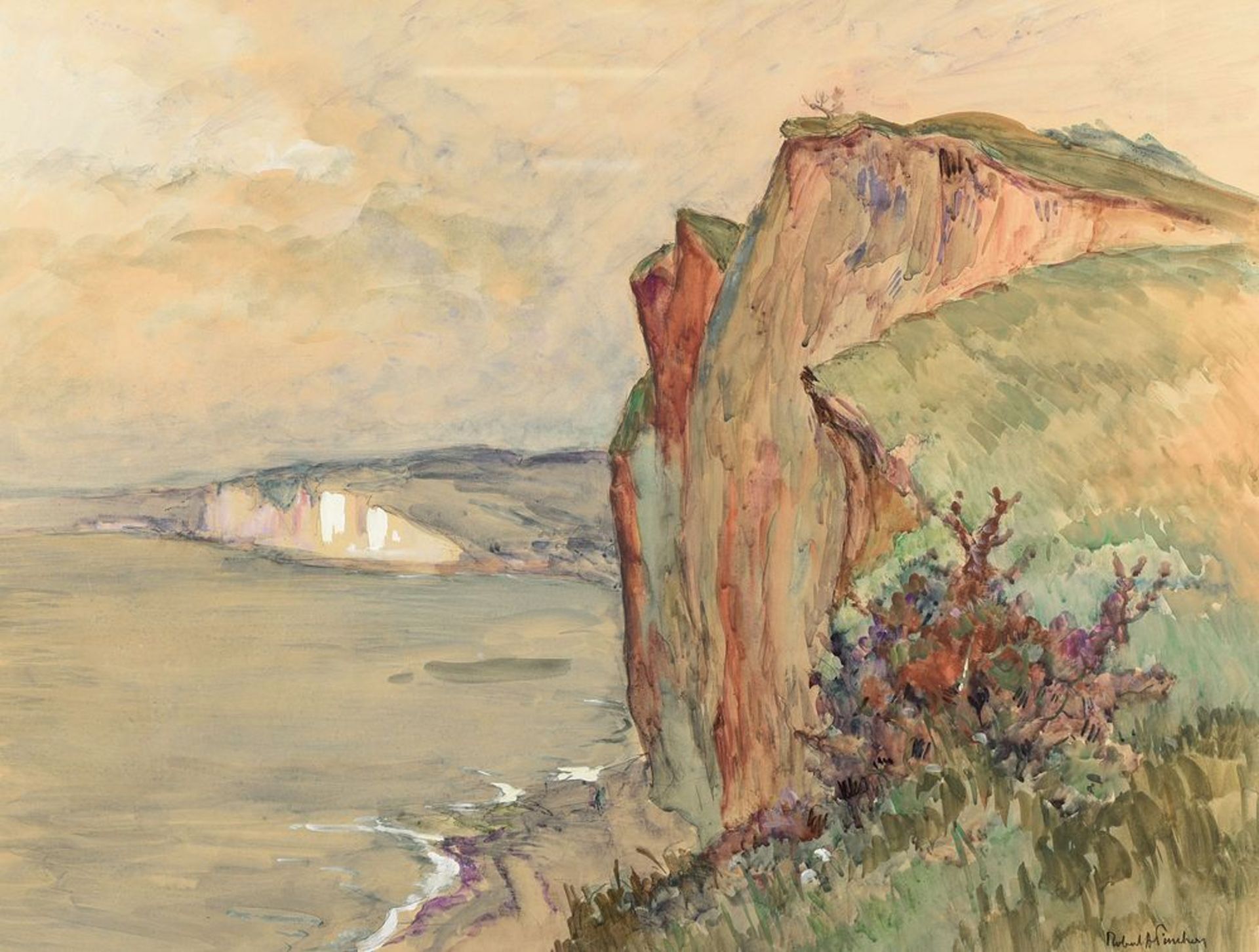 ROBERT ANTOINE PINCHON (1886-1943) - Two drawings of Cliffs at Varengeville (Falaises [...] - Bild 2 aus 2