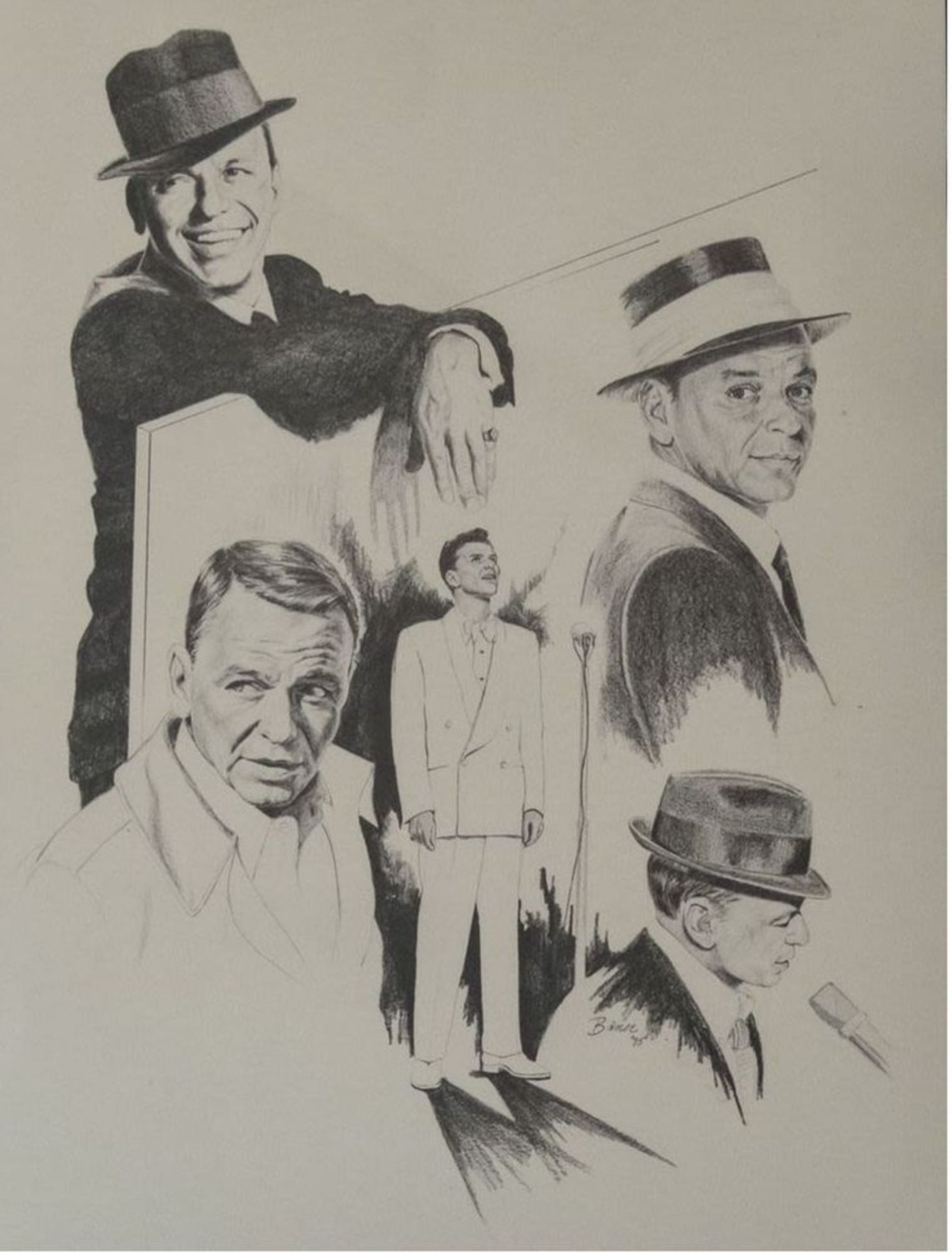 GLEN FORTUNE BANSE (B.1948) - Franck Sinatra Pencil on paper 50 x 38 cm Executed in [...]