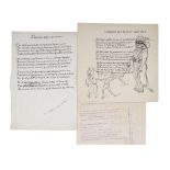 JEAN COCTEAU (1889-1963) - AUTOGRAPH POEMS one of them illustrated. 3 autograph [...]