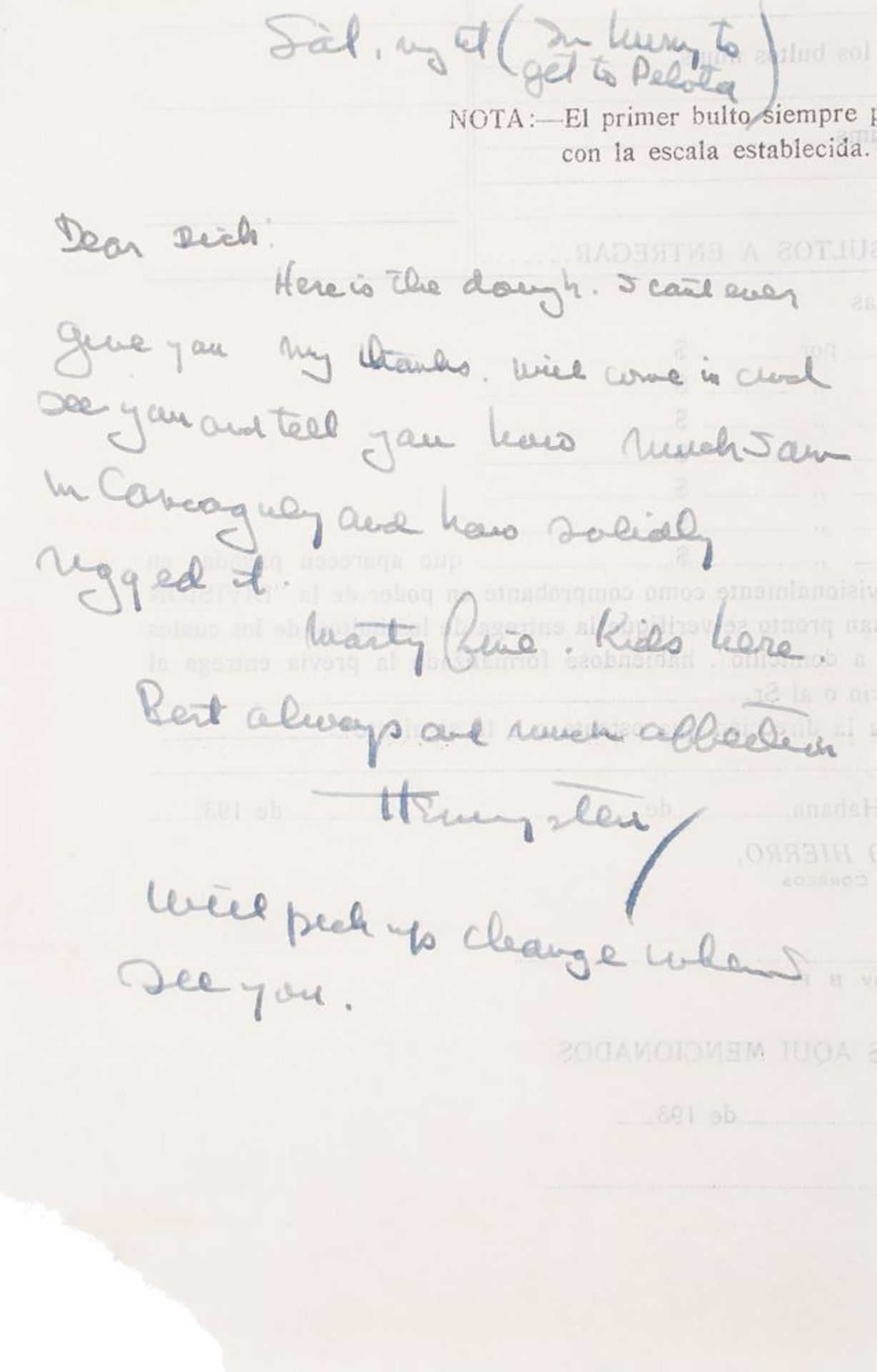 ERNEST HEMINGWAY (1899-1961) - Signed Autograph Letter & envelope, to Richard [...]