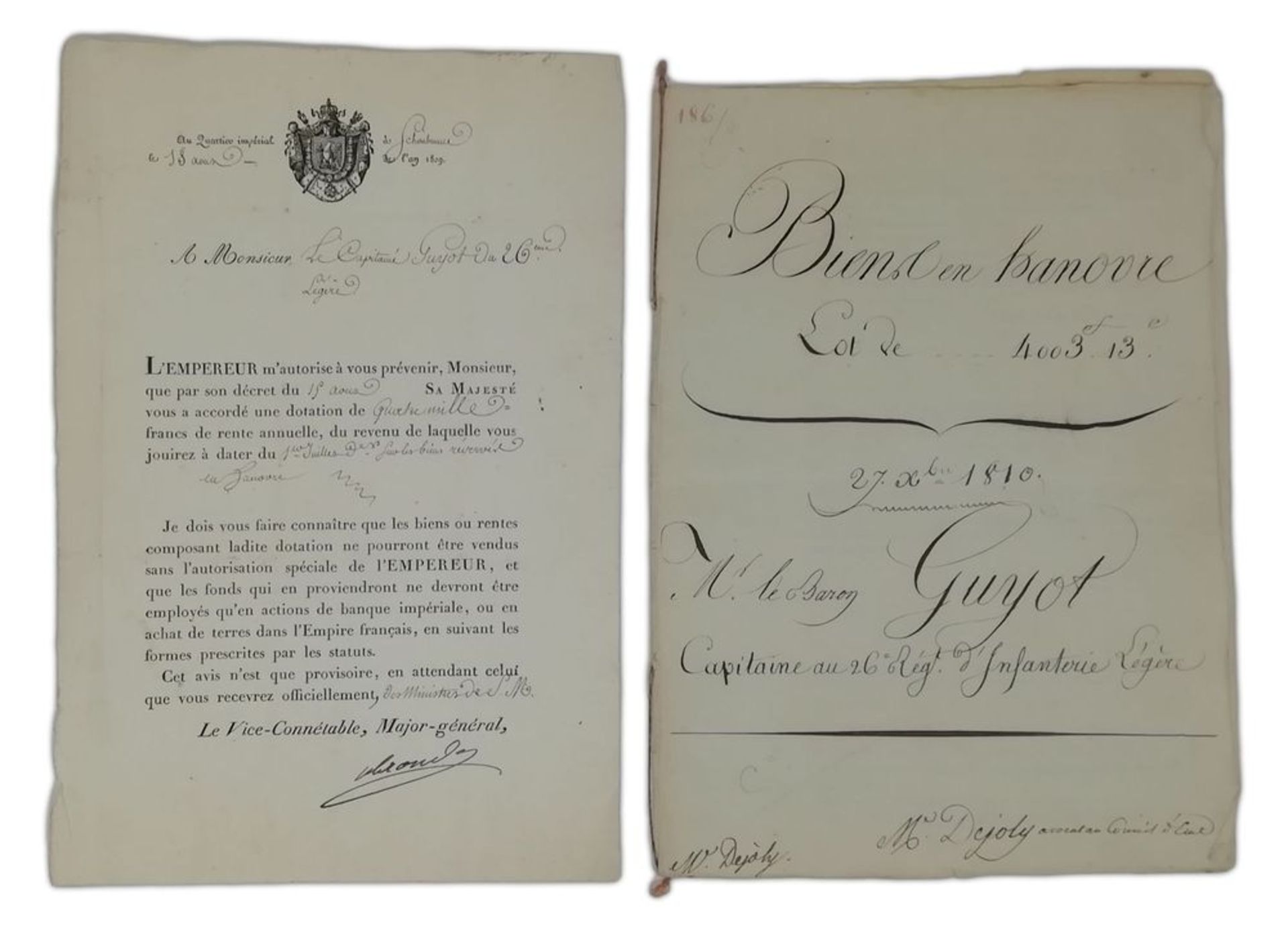 M. BARON GUYOT (1768-1837) - Collection of various documents belonging to M. Baron [...] - Bild 2 aus 2