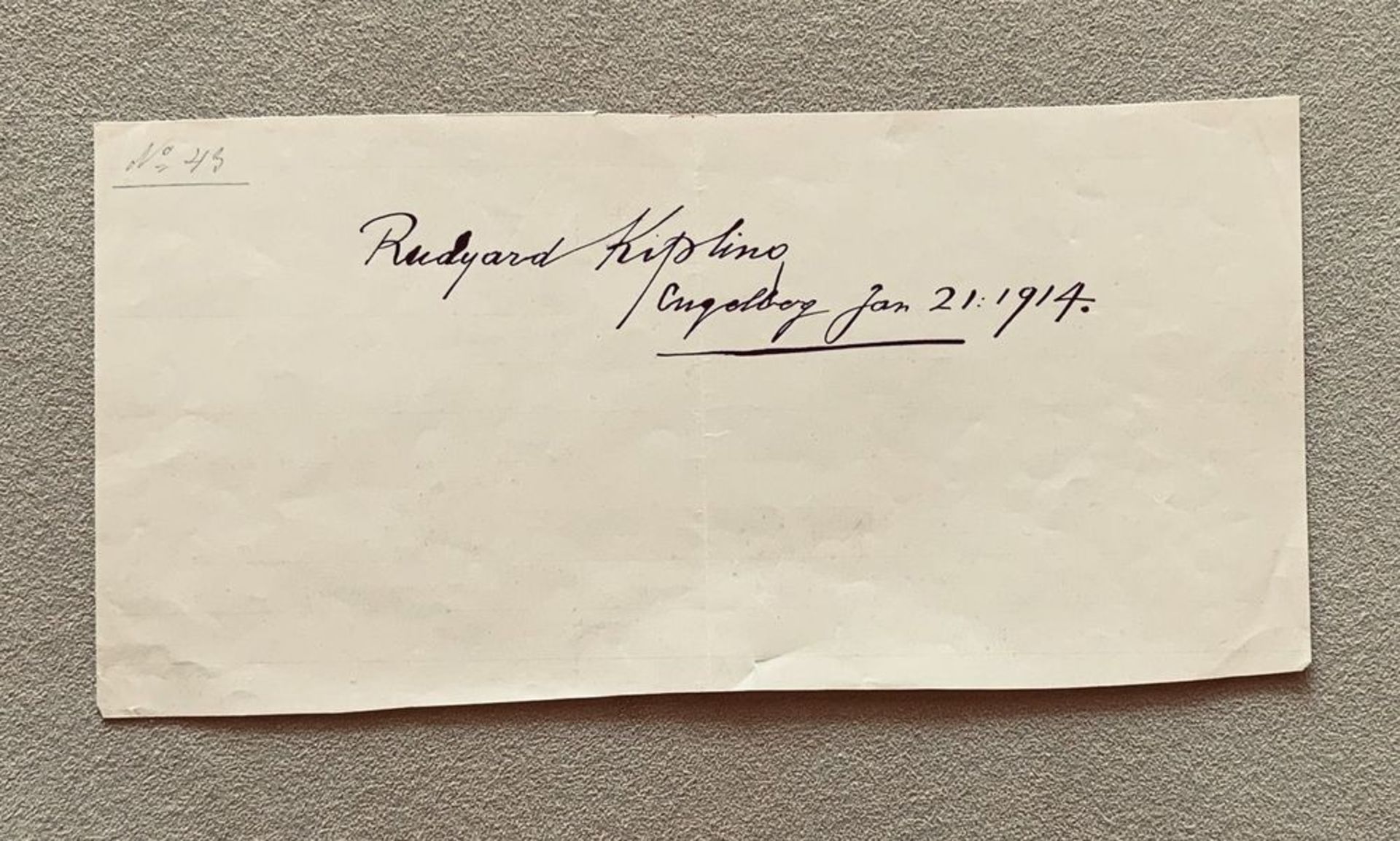 KIPLING RUDYARD (1865-1936) - Autograph sheet signed and dated. Engelberg. [...] - Bild 2 aus 2