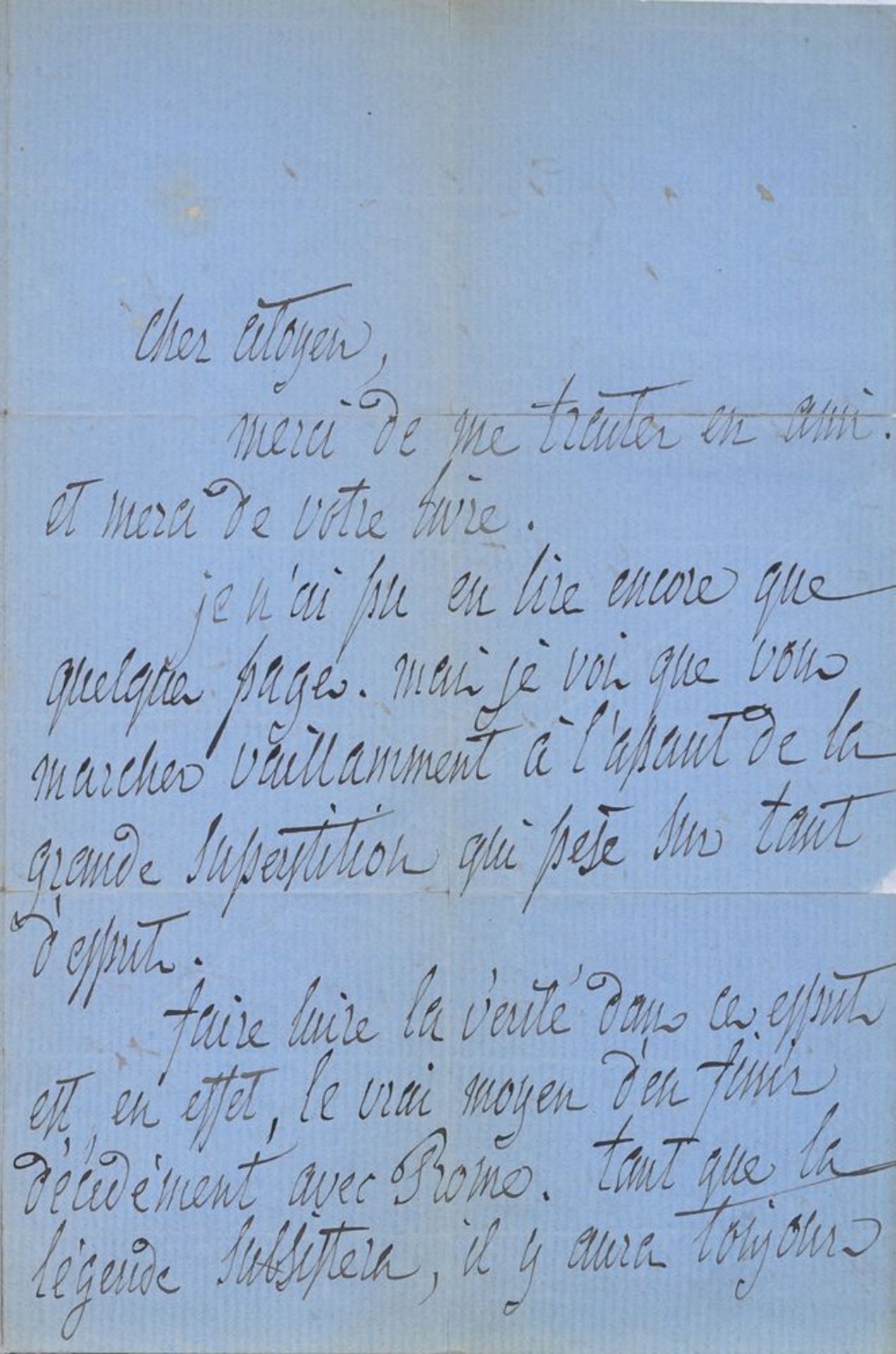 BARBÈS ARMAND (1809-1870) - Autograph Letter Signed to an exiled Republican writer. [...]