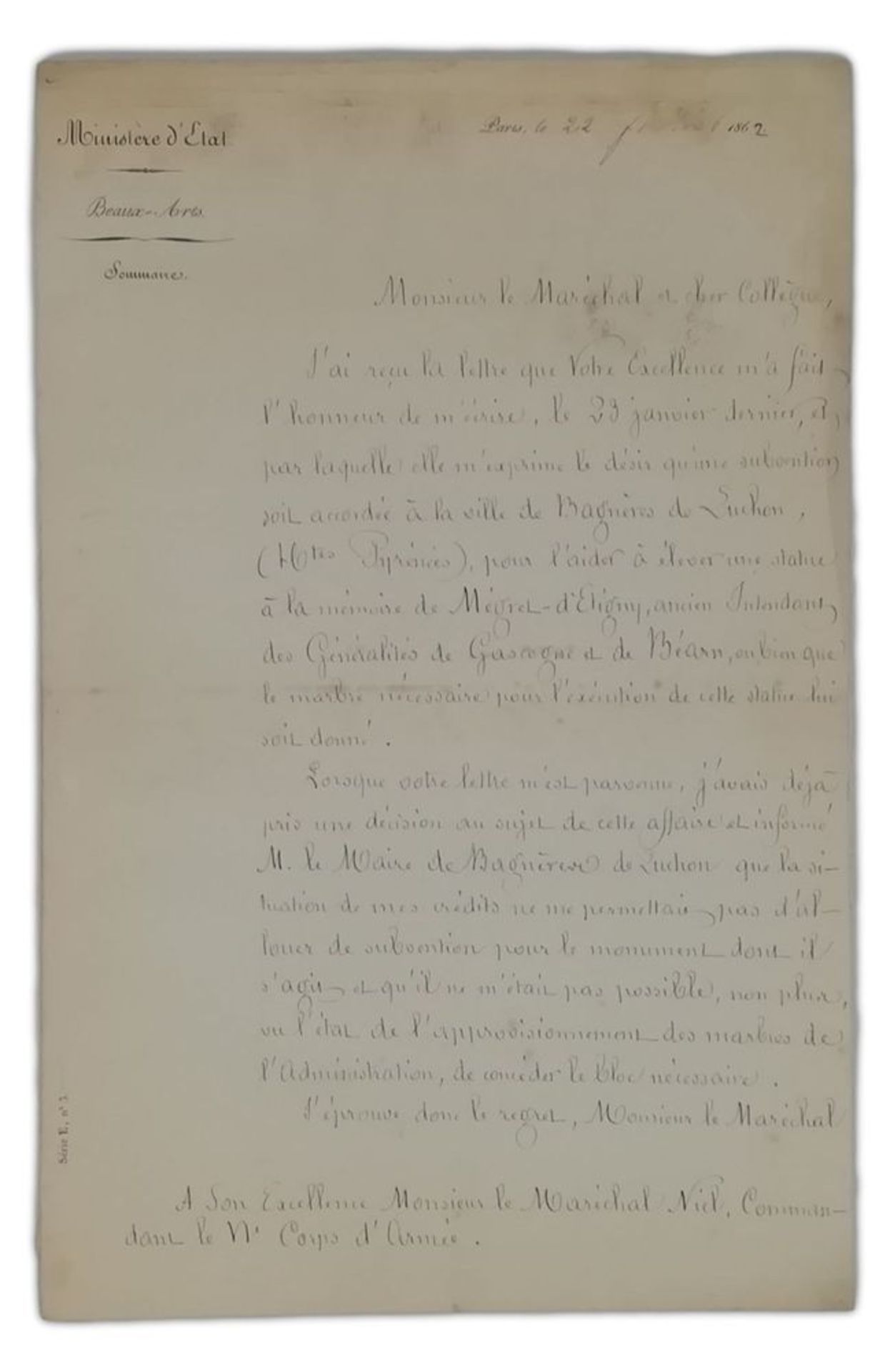 MARSHAL ADOLPHE NIEL (1802 - 1869) - 20 letters addressed to him Different sizes and [...] - Image 2 of 3