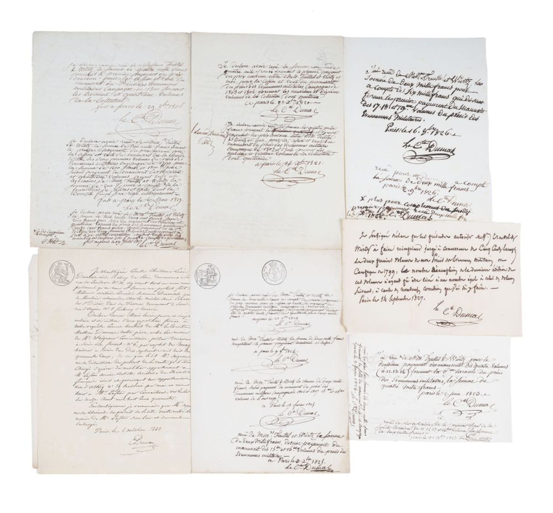 MATHIEU DUMAS (1753-1837) - Set of 7 pieces addressed to the publishers Johann Georg [...]