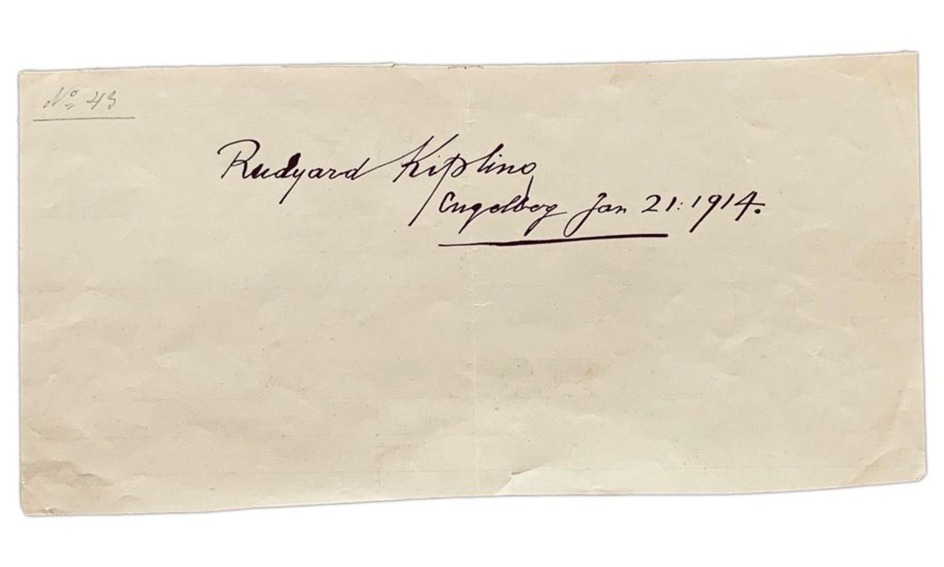KIPLING RUDYARD (1865-1936) - Autograph sheet signed and dated. Engelberg. [...]