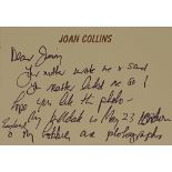 JOAN COLLINS (BORN 1933) - Autographed card Provenance: Private collection, South of [...]