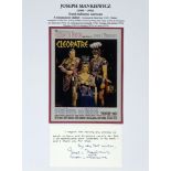 JOSEPH L. MANKIEWICZ (1909-1993) - autographed card Typed dedication with signature, [...]